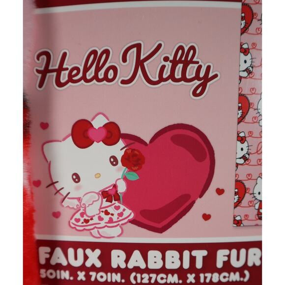 Hello Kitty Valentine's Day Rabbit Fur Pink Heart Love Throw Blanket 50 x 70 NEW - Picture 6 of 6
